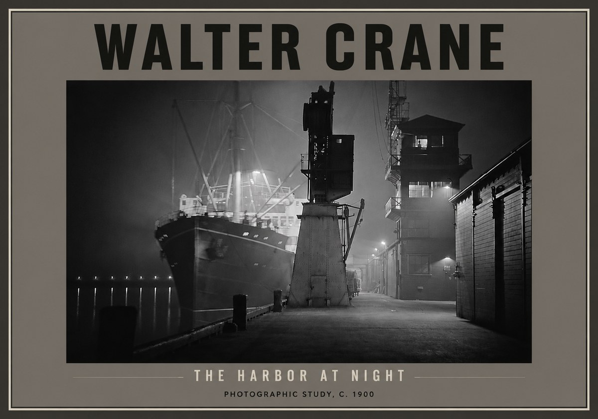 Walter Crane The Harbor at Night No4 - Juliste