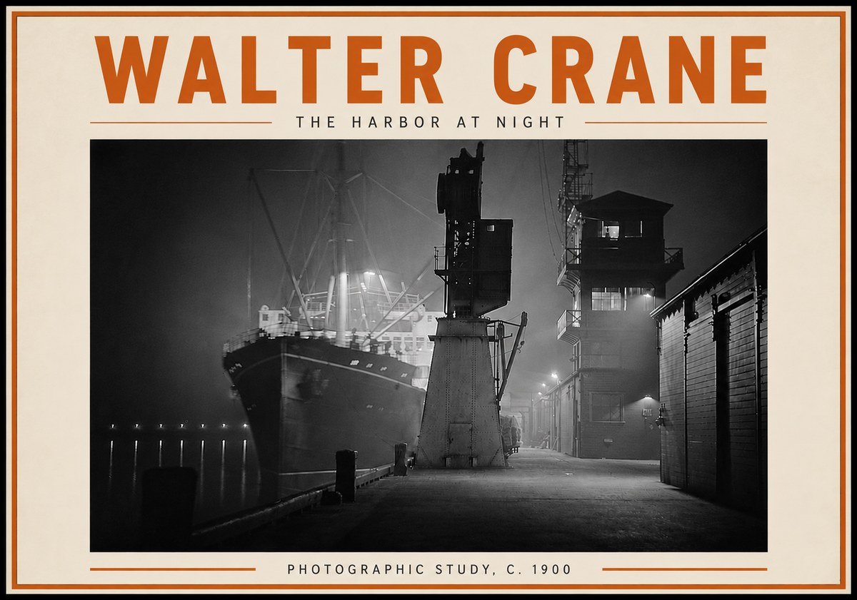 Walter Crane The Harbor at Night No6 - Juliste