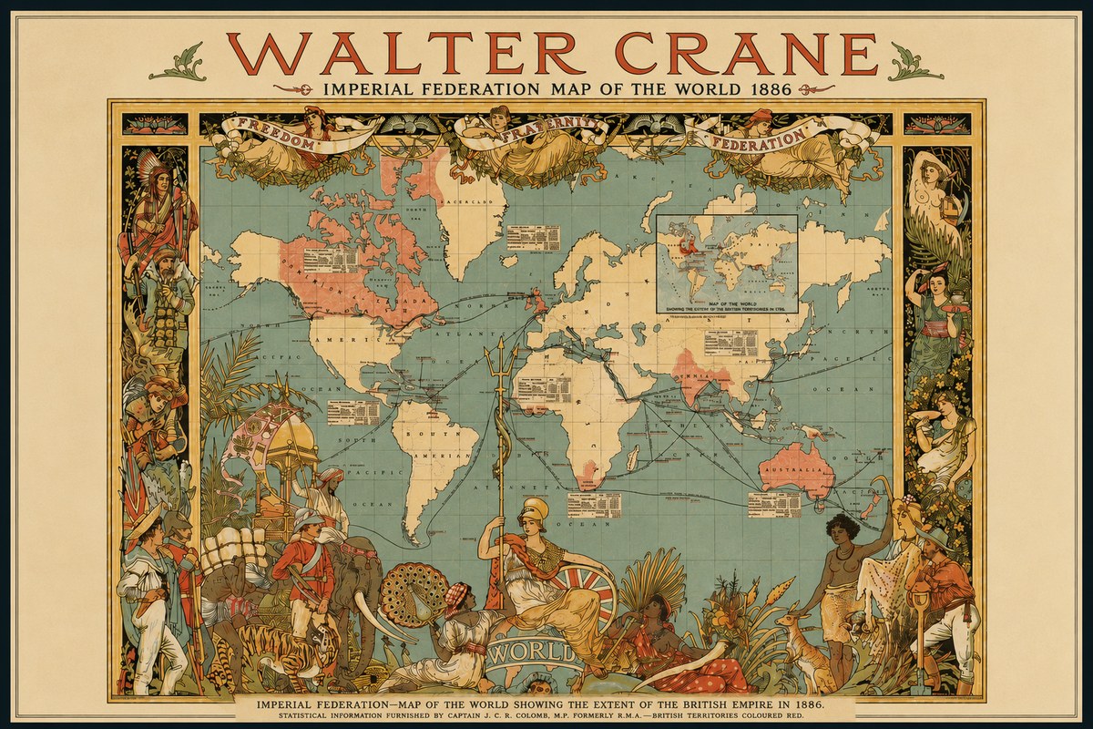 Walter Crane Imperial Federation Map of the World 1886 No3 - Juliste