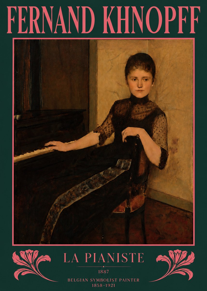 Fernand Khnopff The Piano, 1889 No3 - Juliste
