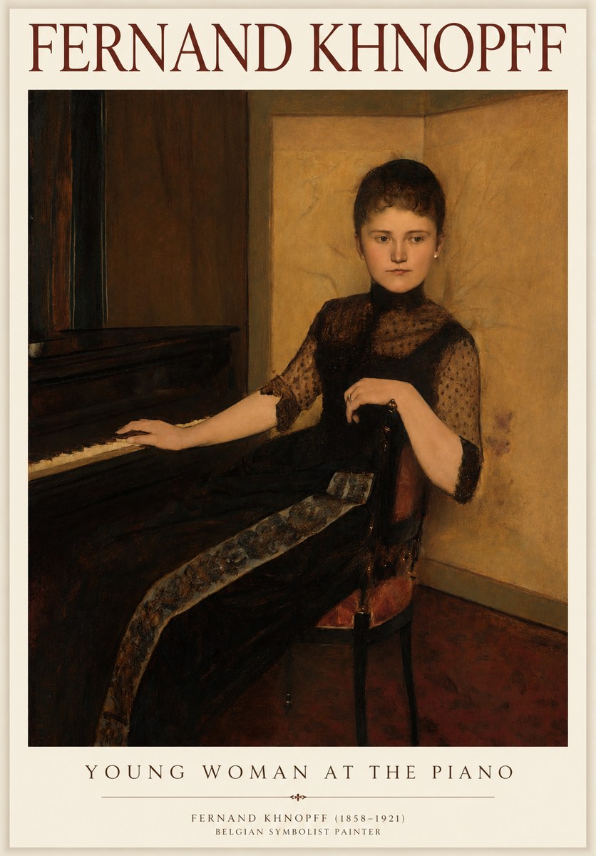Fernand Khnopff The Piano, 1889 No4 - Juliste