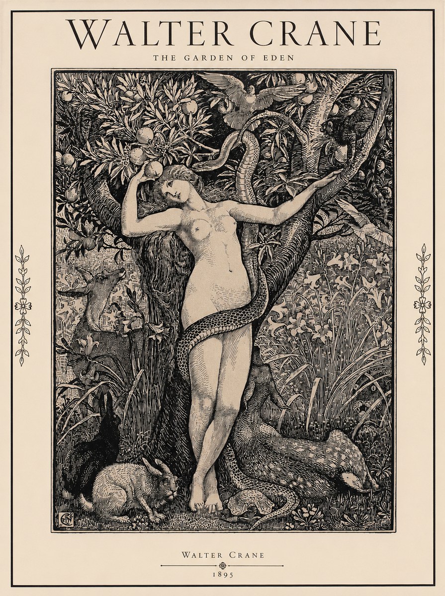 Walter Crane The Garden of Eden No1 - Juliste