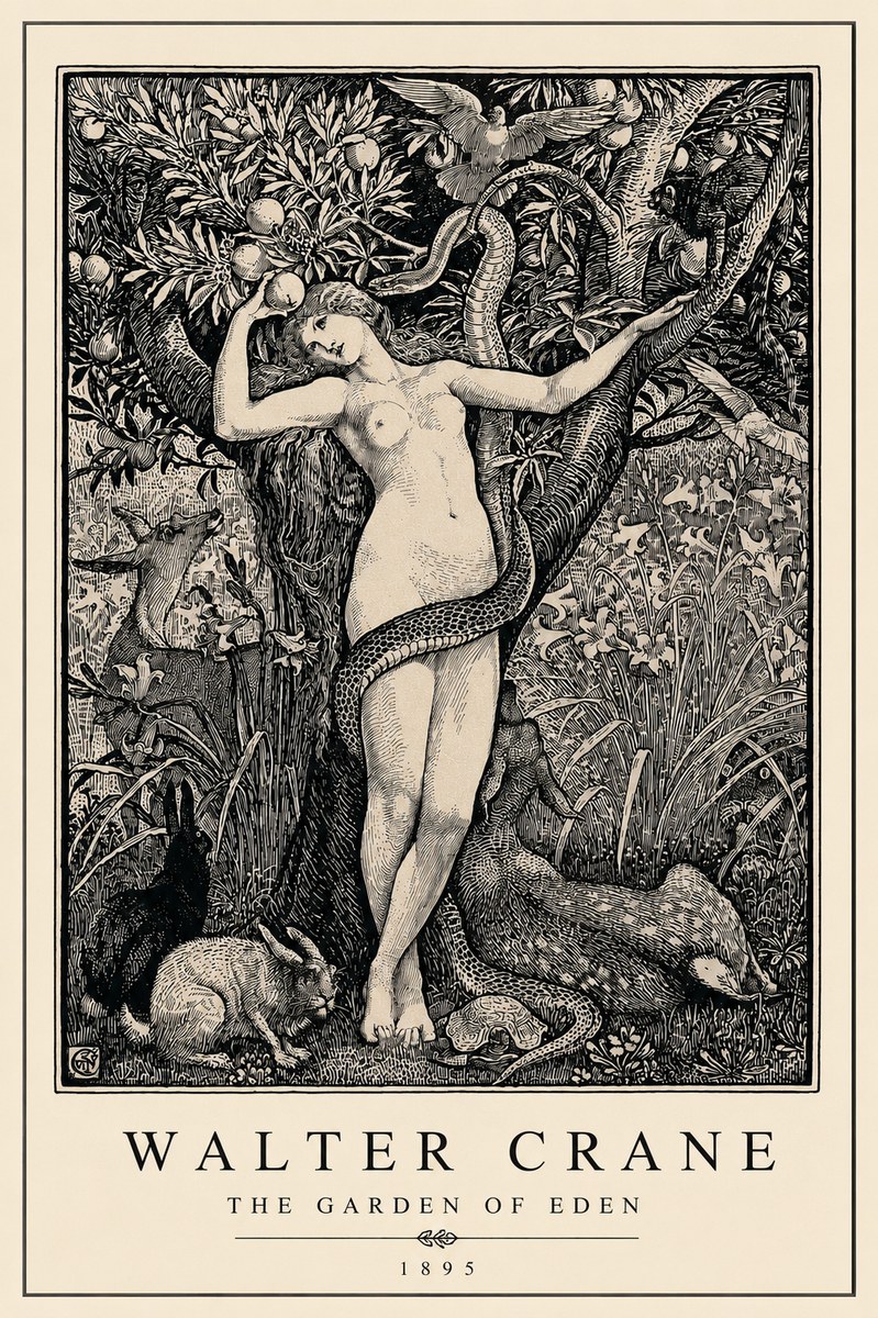 Walter Crane The Garden of Eden No3 - Juliste