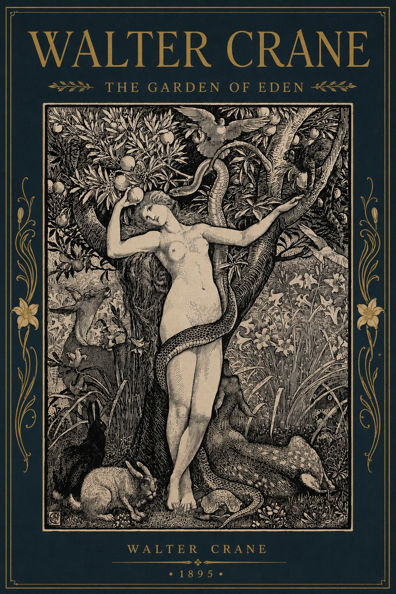 Walter Crane The Garden of Eden No6 - Juliste
