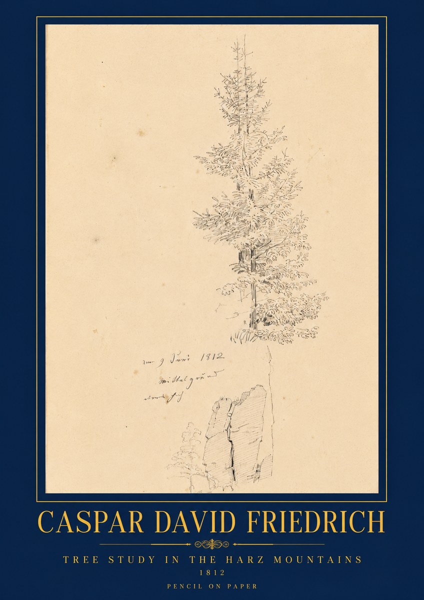 Caspar David Friedrich Tree Study in the Harz Mountains No6 - Juliste