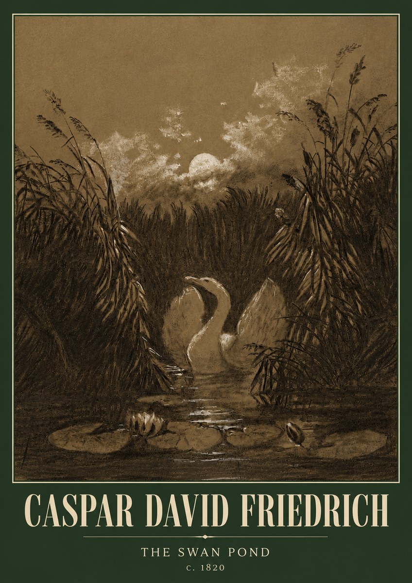 Caspar David Friedrich The Swan Pond No5 - Juliste