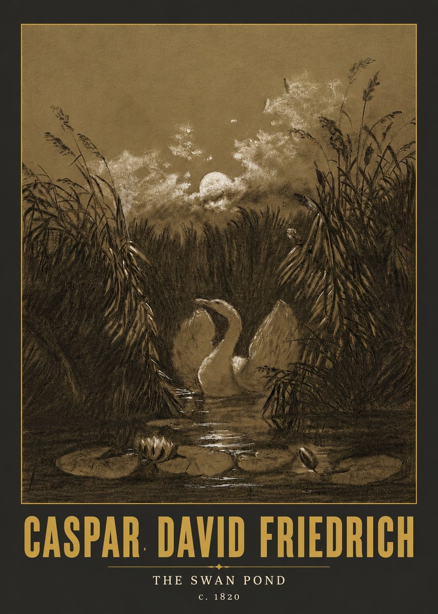 Caspar David Friedrich The Swan Pond No6 - Juliste