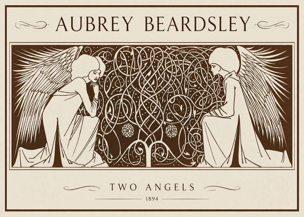 Aubrey Beardsley Two Angels No1 - Juliste
