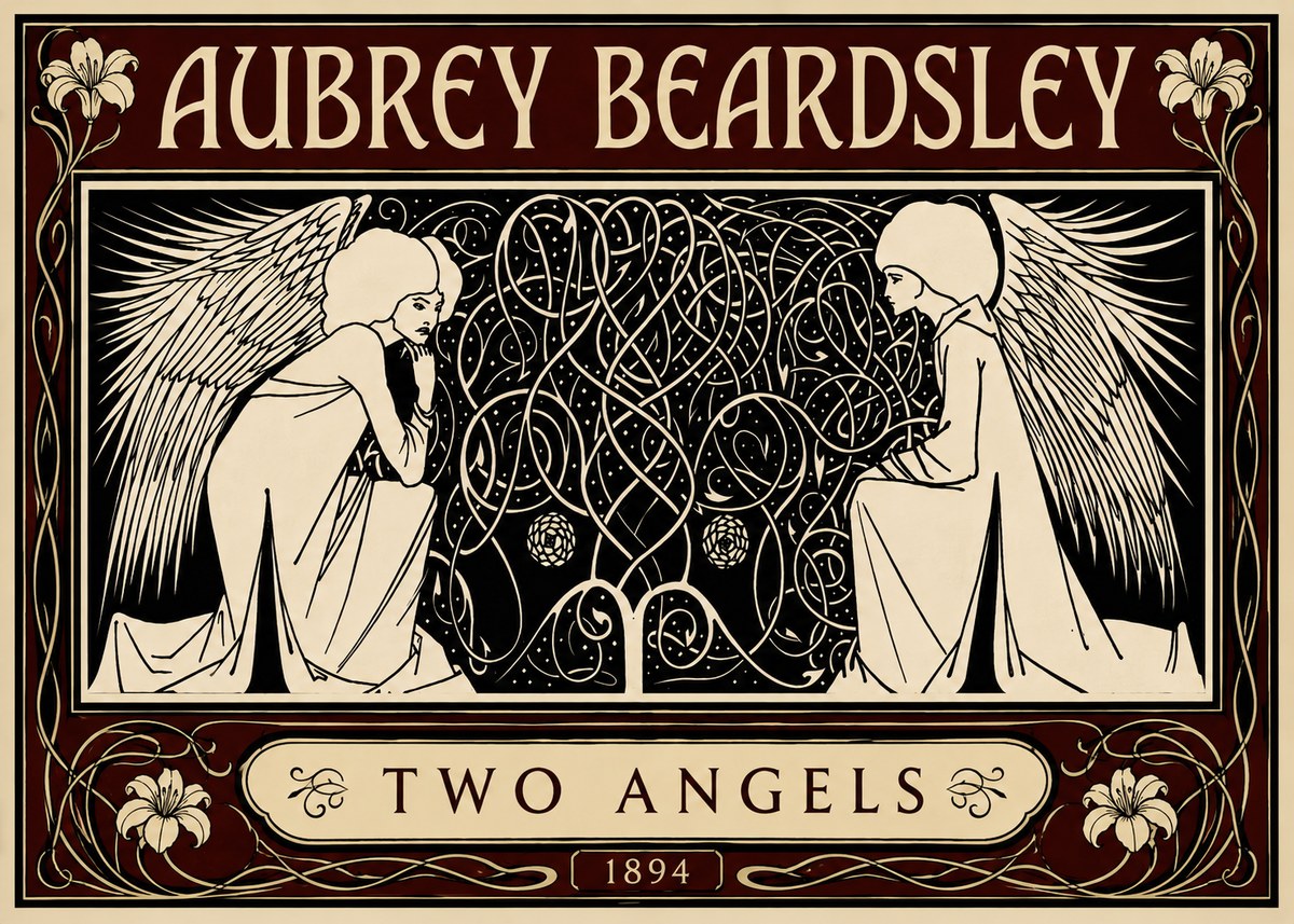 Aubrey Beardsley Two Angels No5 - Juliste