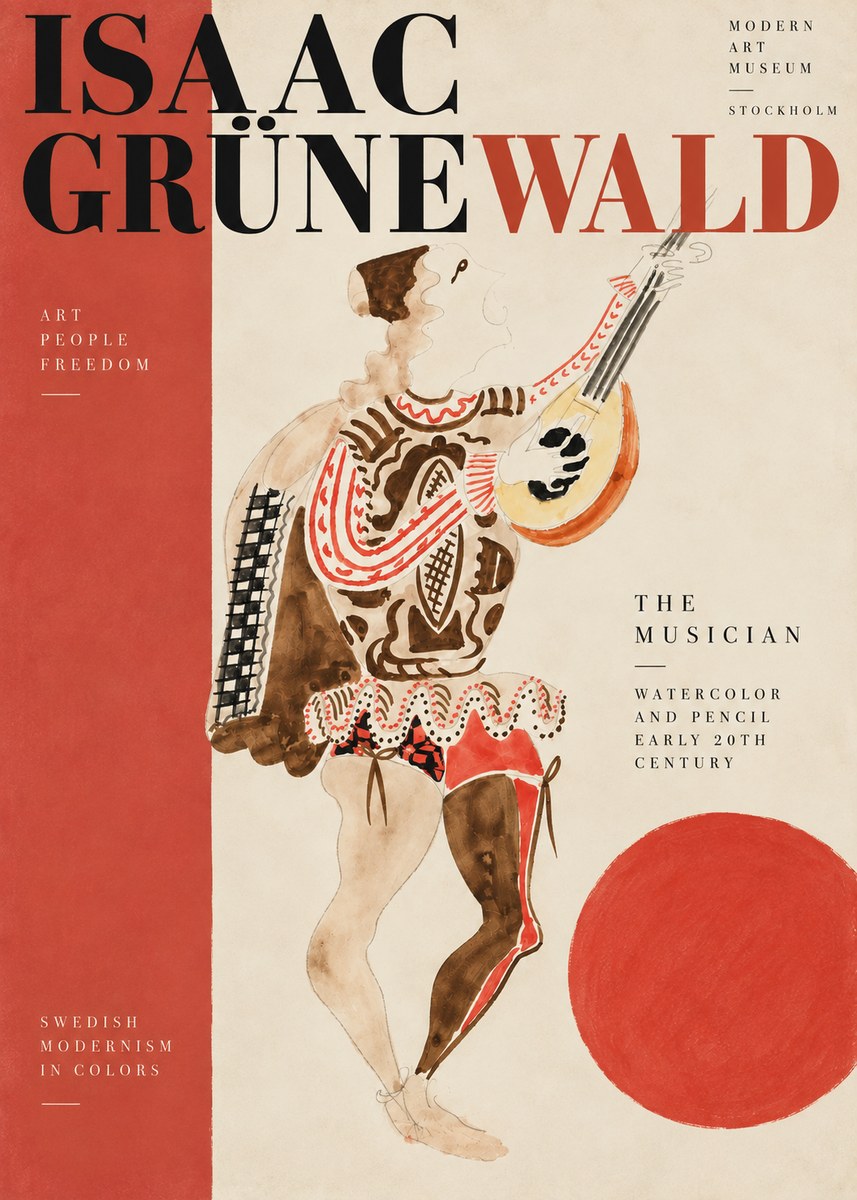 Isaac Grünewald The Lute Player No5 - Juliste