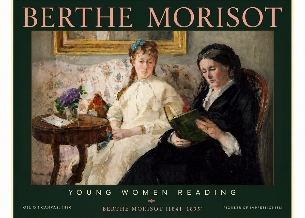 Berthe Morisot Young Women Reading No4 - Juliste