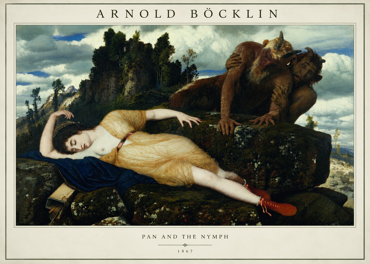 Arnold Böcklin Pan and the Nymph No2 - Juliste