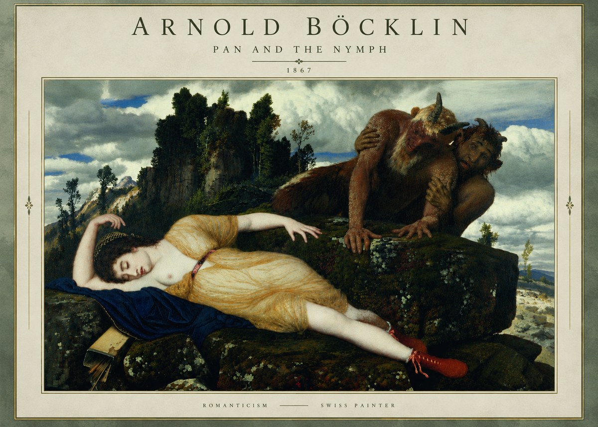 Arnold Böcklin Pan and the Nymph No3 - Juliste