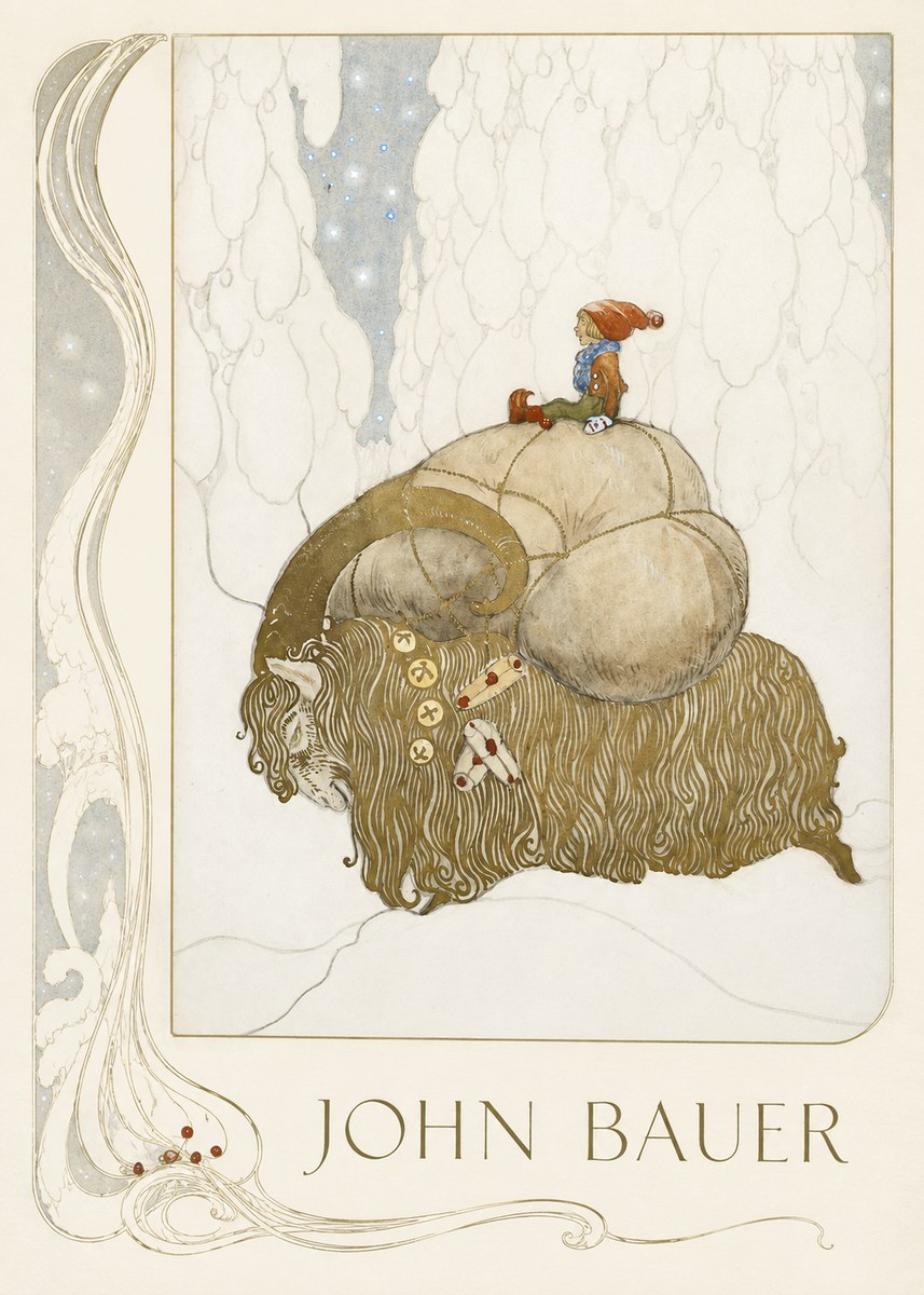 John Bauer The Boy and the Musk Ox No2 - Juliste