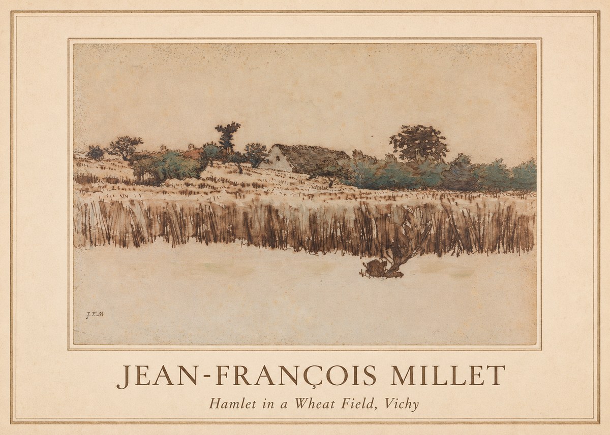Jean-François Millet Hamlet in a Wheat Field, Vichy No1 - Juliste