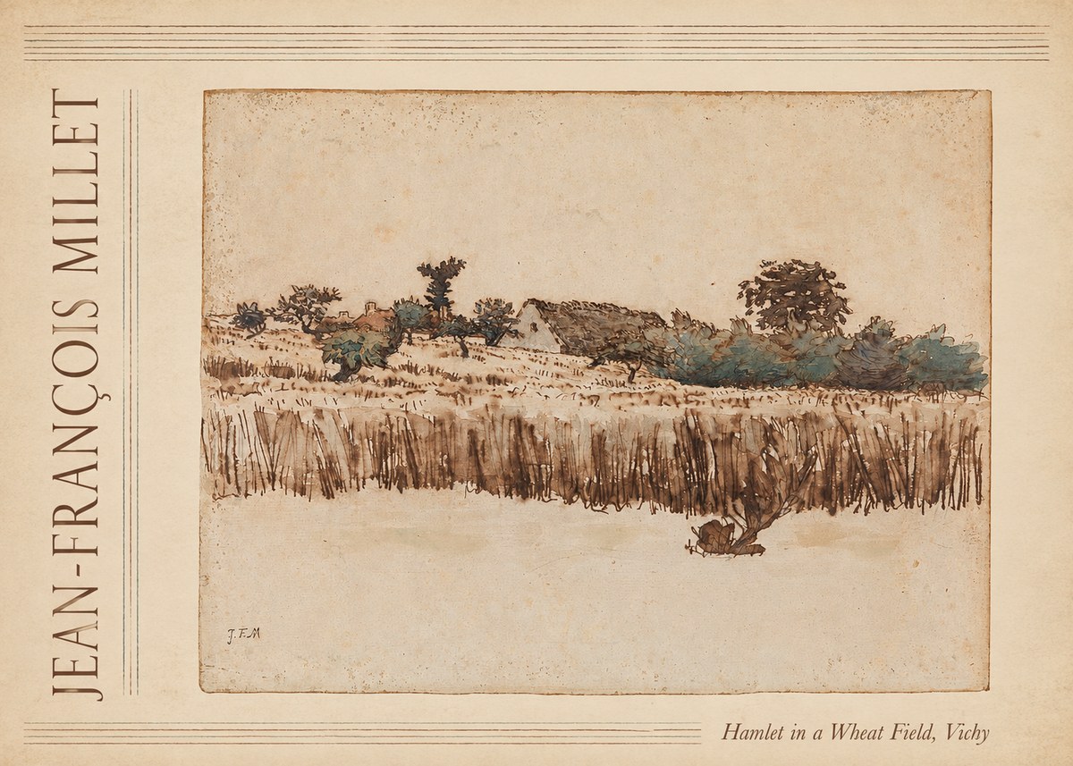 Jean-François Millet Hamlet in a Wheat Field, Vichy No4 - Juliste