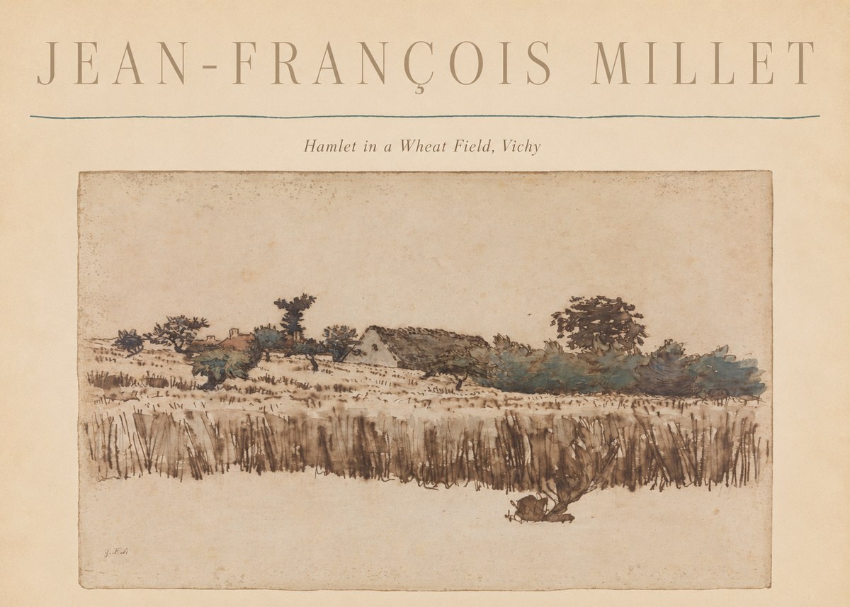 Jean-François Millet Hamlet in a Wheat Field, Vichy No6 - Juliste