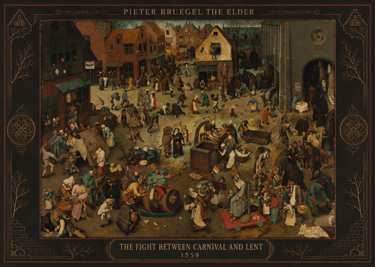 Pieter Bruegel The Fight Between Carnival and Lent II No4 - Juliste