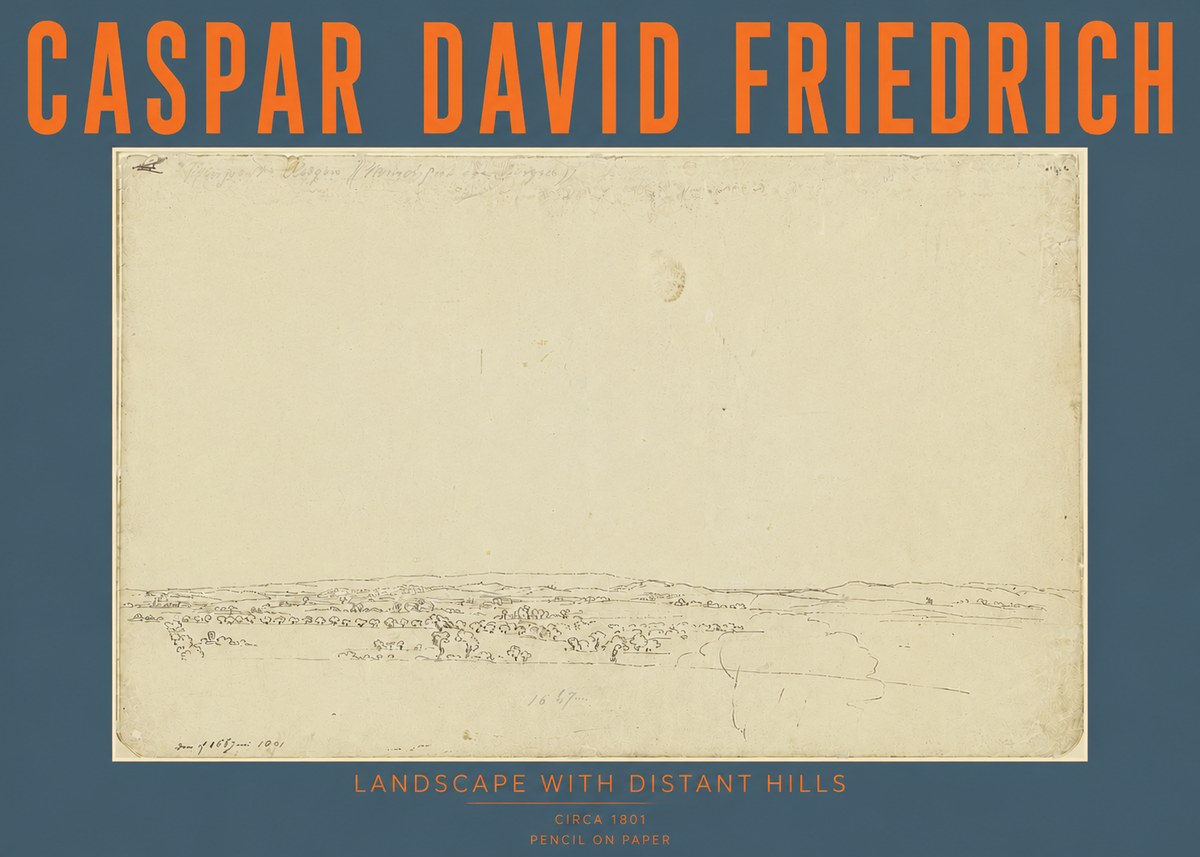 Caspar David Friedrich Landscape with Distant Hills No4 - Juliste