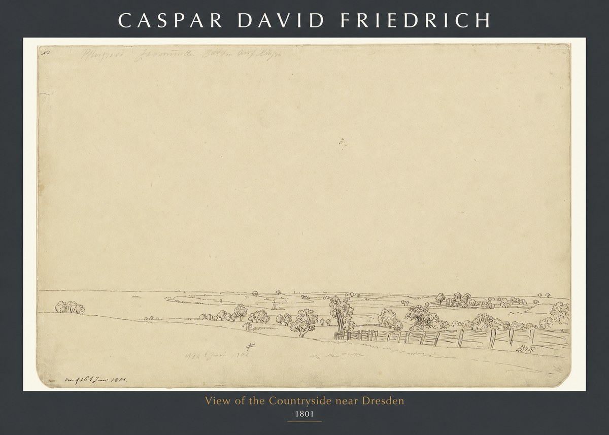 Caspar David Friedrich View of the Countryside Near Dresden No1 - Juliste