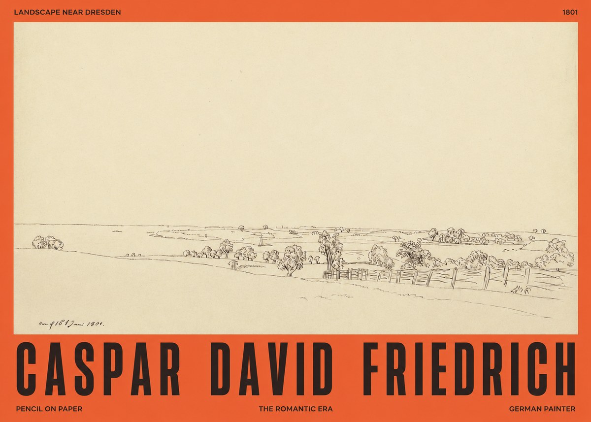 Caspar David Friedrich View of the Countryside Near Dresden No4 - Juliste