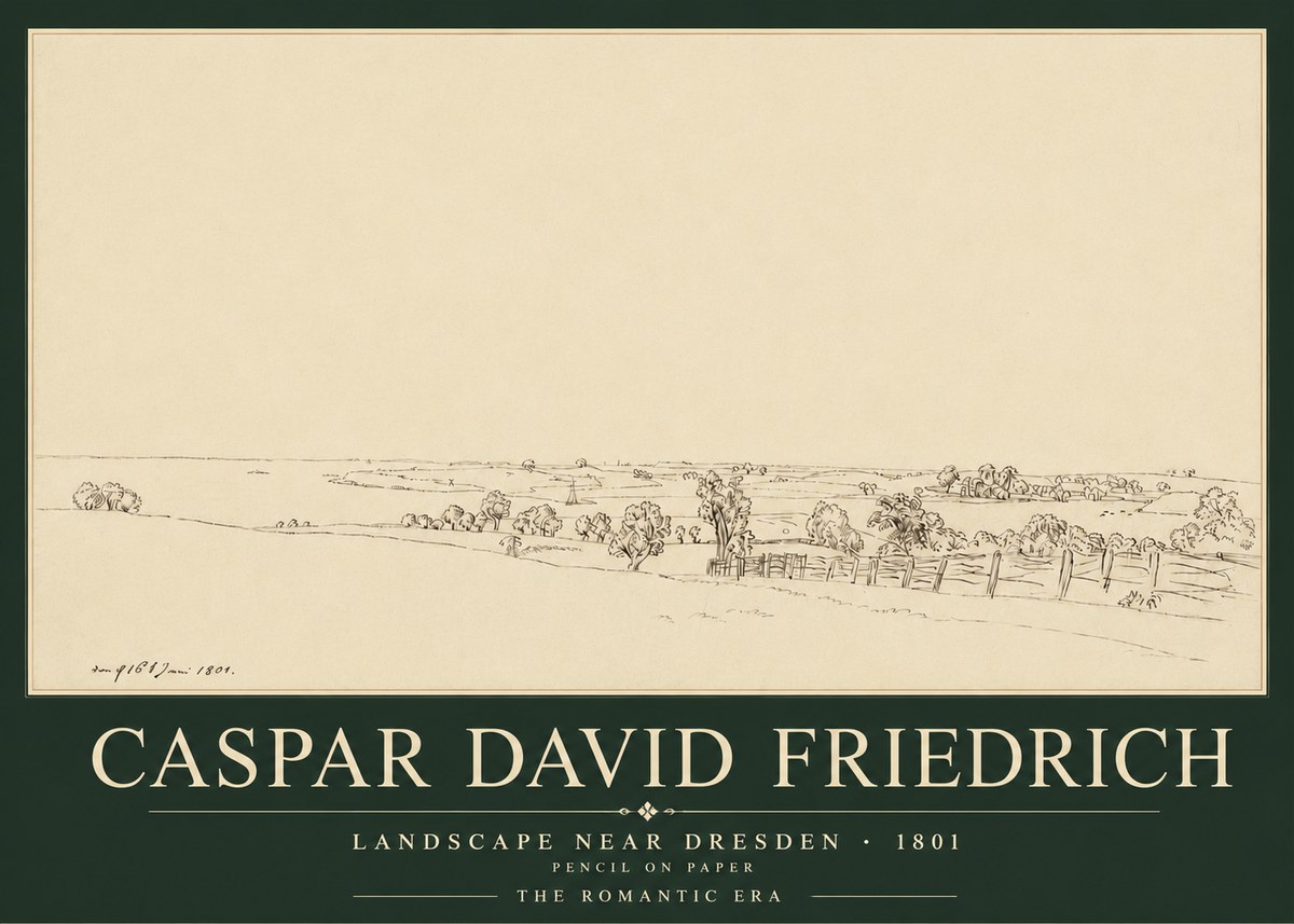 Caspar David Friedrich View of the Countryside Near Dresden No5 - Juliste