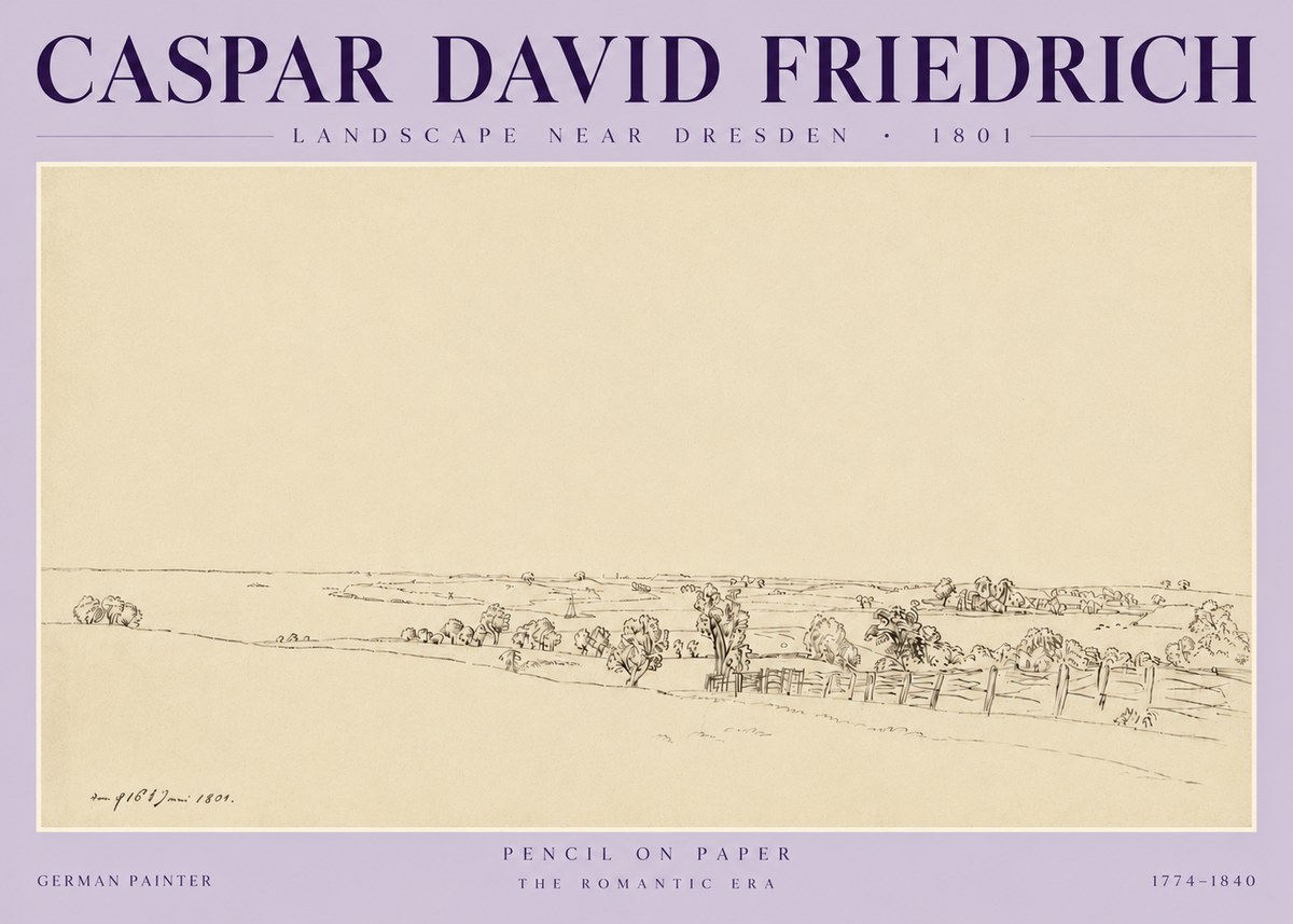 Caspar David Friedrich View of the Countryside Near Dresden No6 - Juliste