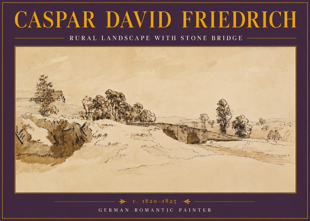 Caspar David Friedrich Rural Landscape with Stone Bridge No5 - Juliste
