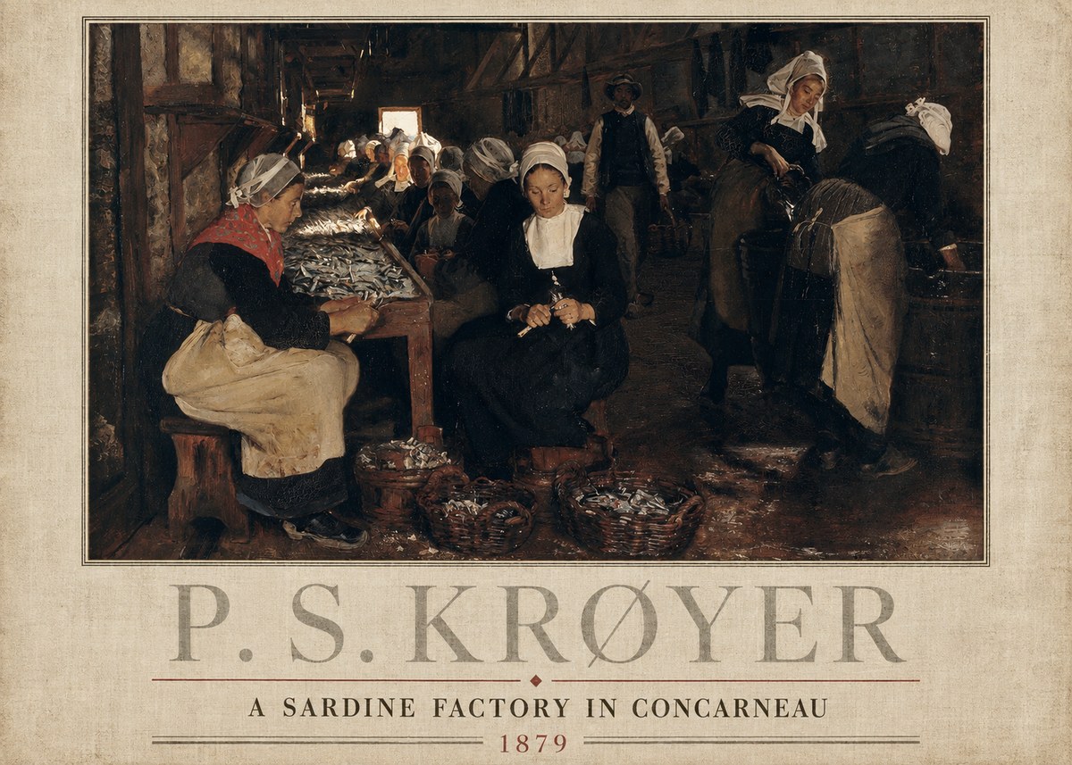 P.S. Krøyer A Sardine Factory in Concarneau No3 - Juliste