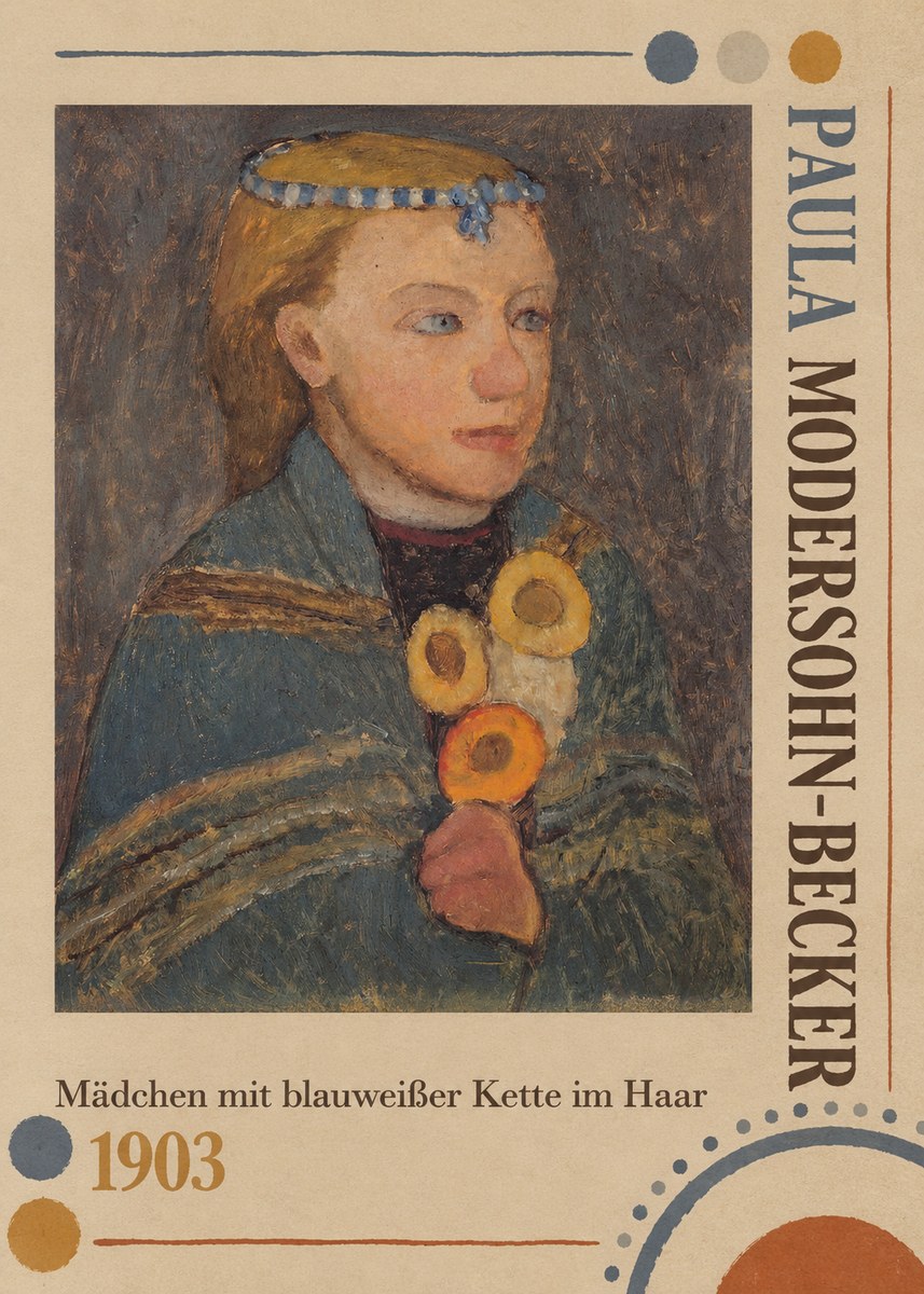 Paula Modersohn-Becker Mädchen Mit Blauweißer Kette Im Haar No4 - Juliste