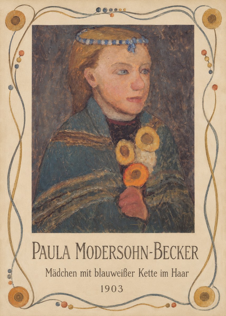 Paula Modersohn-Becker Mädchen Mit Blauweißer Kette Im Haar No5 - Juliste