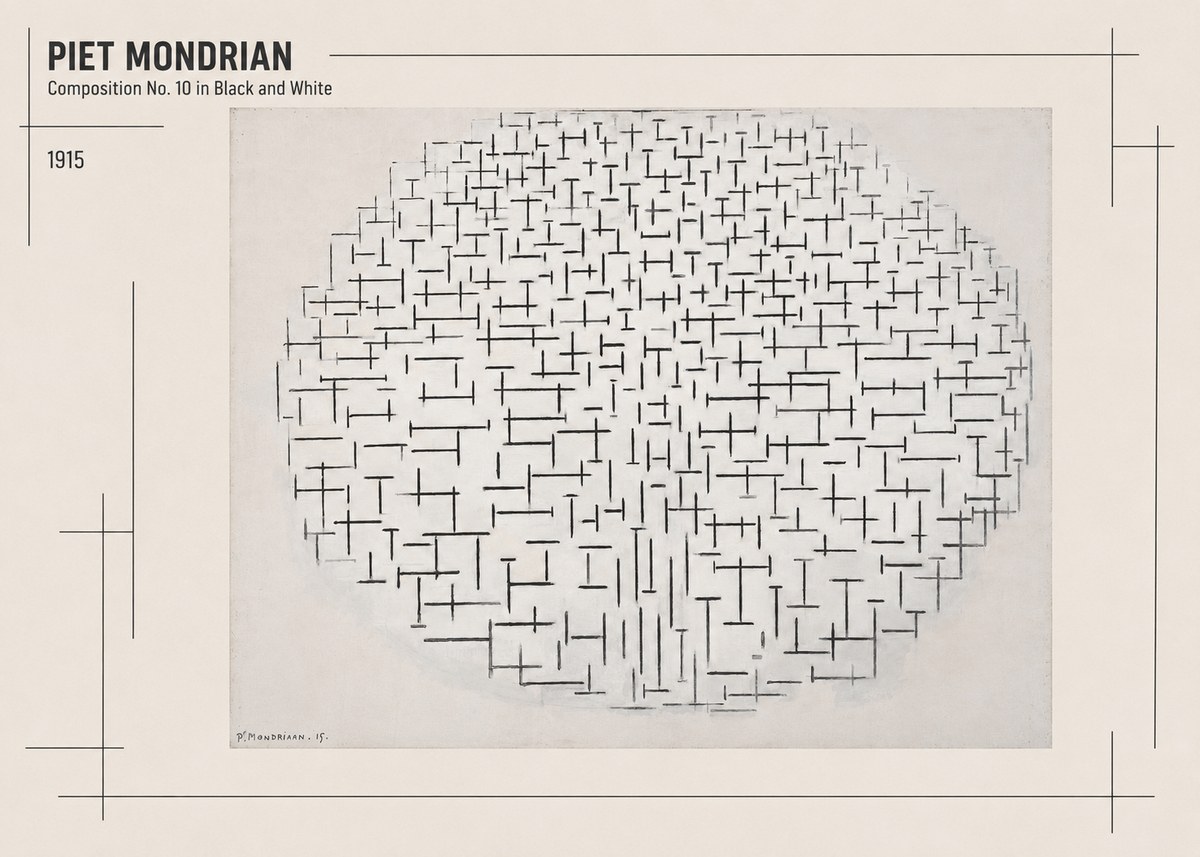 Piet Mondrian Composition 10 in Black and White No2 - Juliste