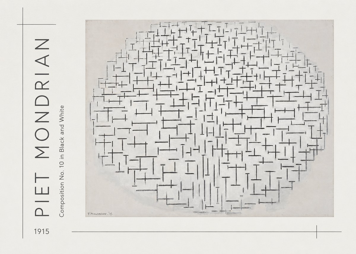 Piet Mondrian Composition 10 in Black and White No3 - Juliste