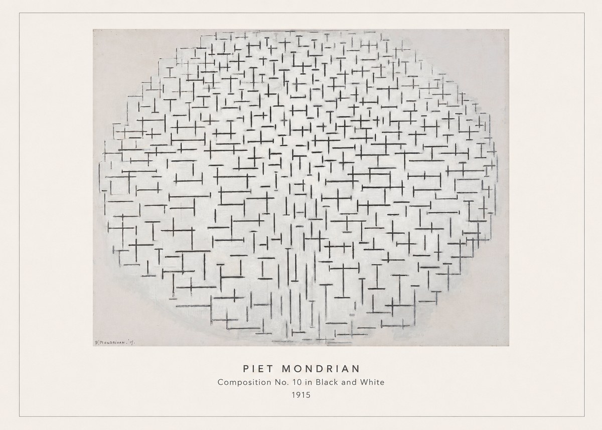 Piet Mondrian Composition 10 in Black and White No4 - Juliste