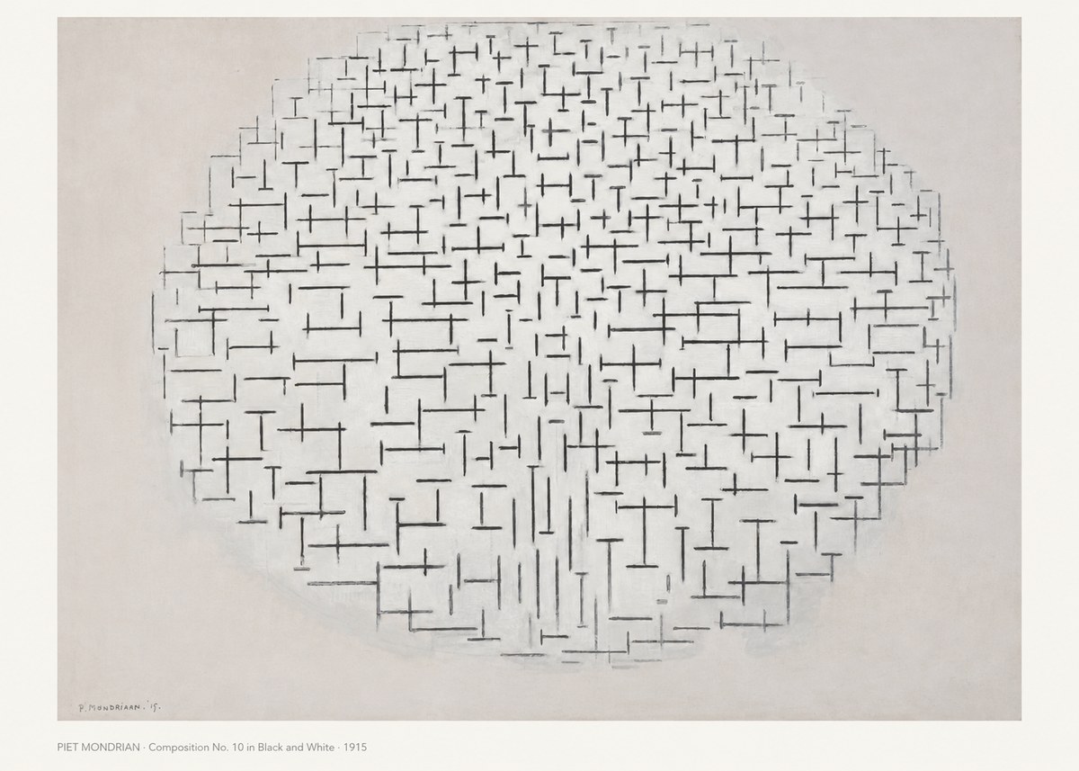Piet Mondrian Composition 10 in Black and White No6 - Juliste