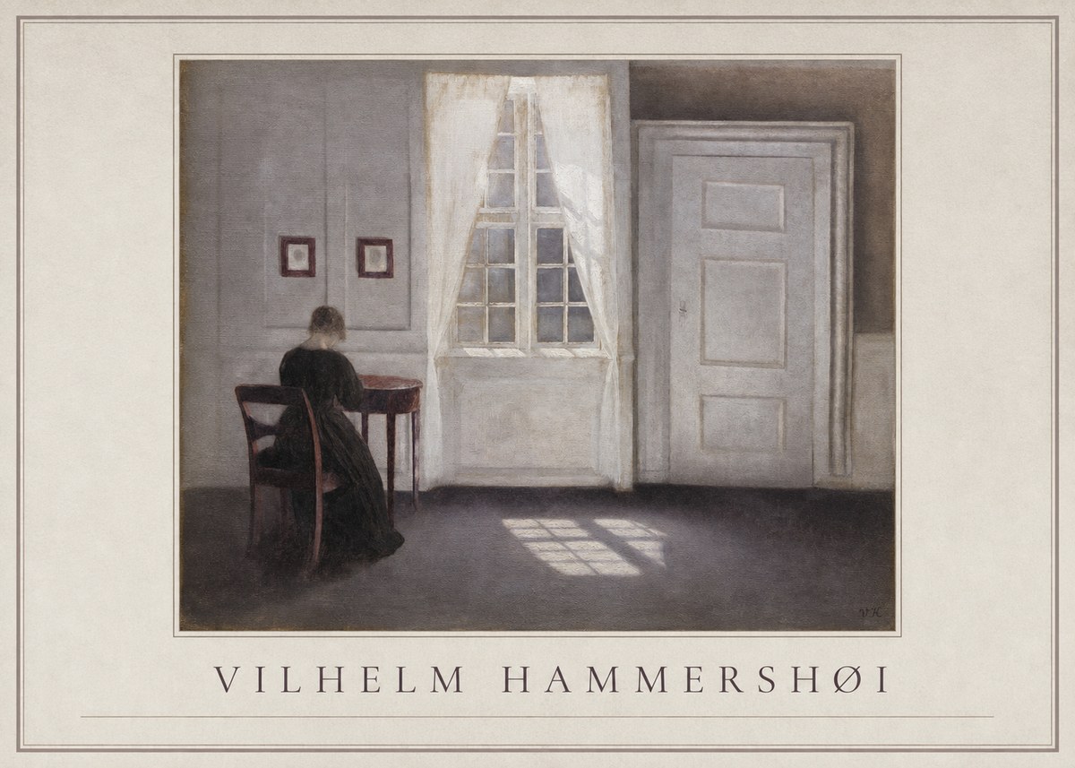 Vilhelm Hammershøi Interior with a Woman at a Table No1 - Juliste