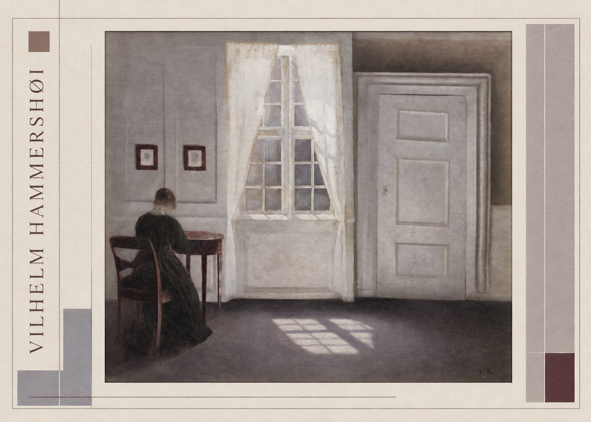 Vilhelm Hammershøi Interior with a Woman at a Table No2 - Juliste