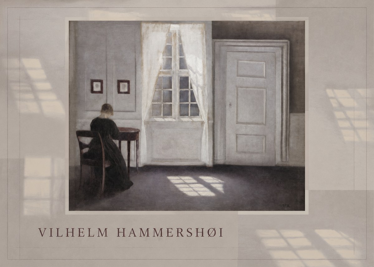 Vilhelm Hammershøi Interior with a Woman at a Table No3 - Juliste