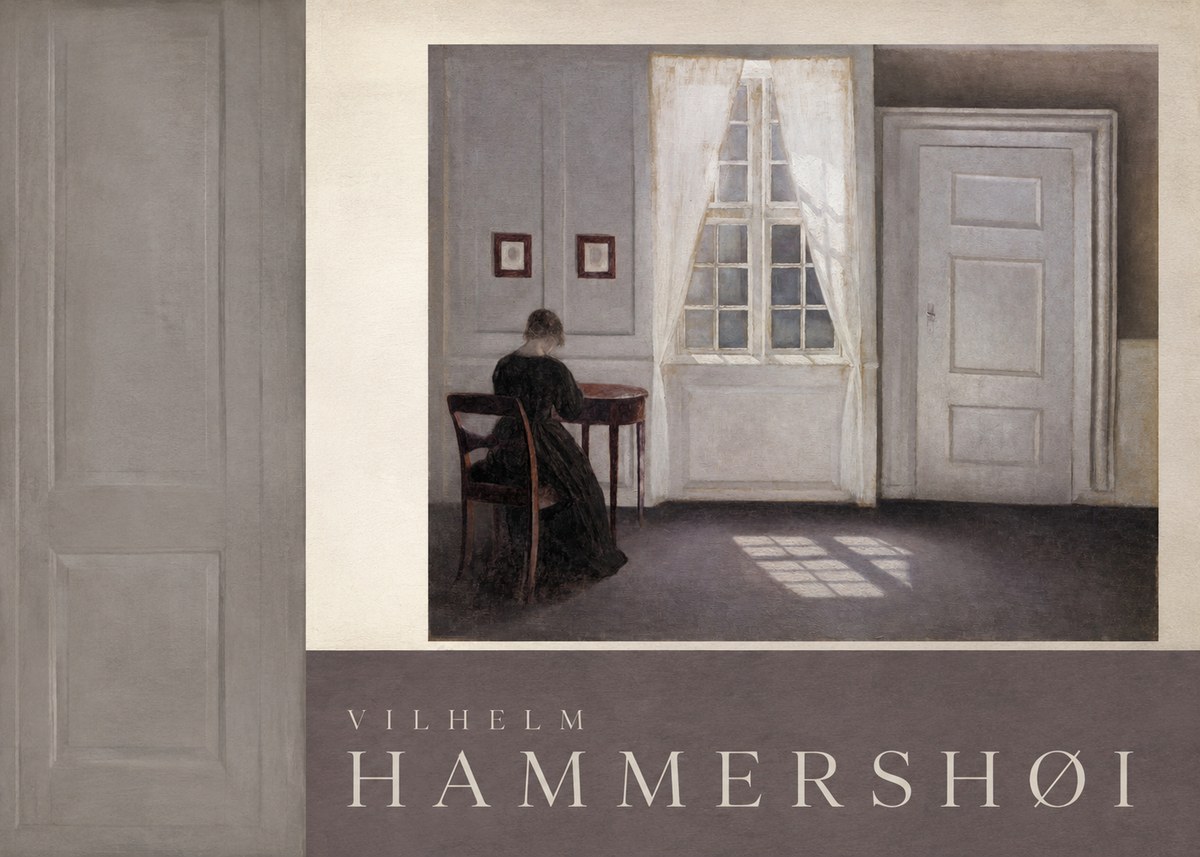 Vilhelm Hammershøi Interior with a Woman at a Table No6 - Juliste