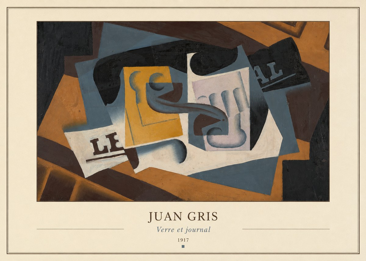 Juan Gris Verre Et Journal No4 - Juliste