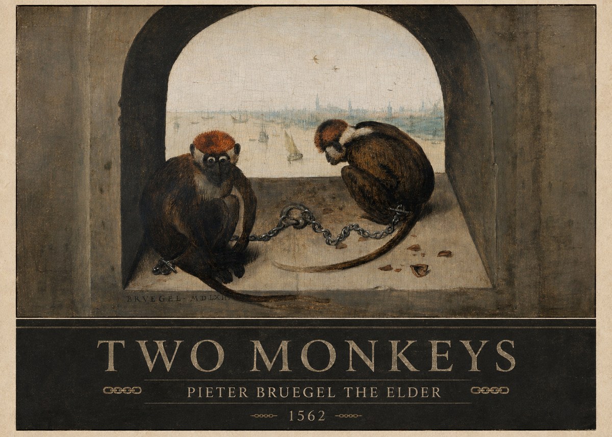 Pieter Bruegel Two Monkeys II No4 - Juliste