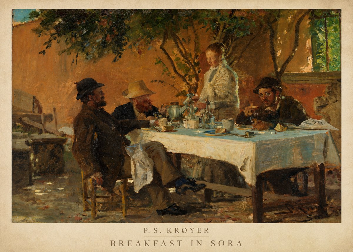 P.S. Krøyer Breakfast in Sora No3 - Juliste