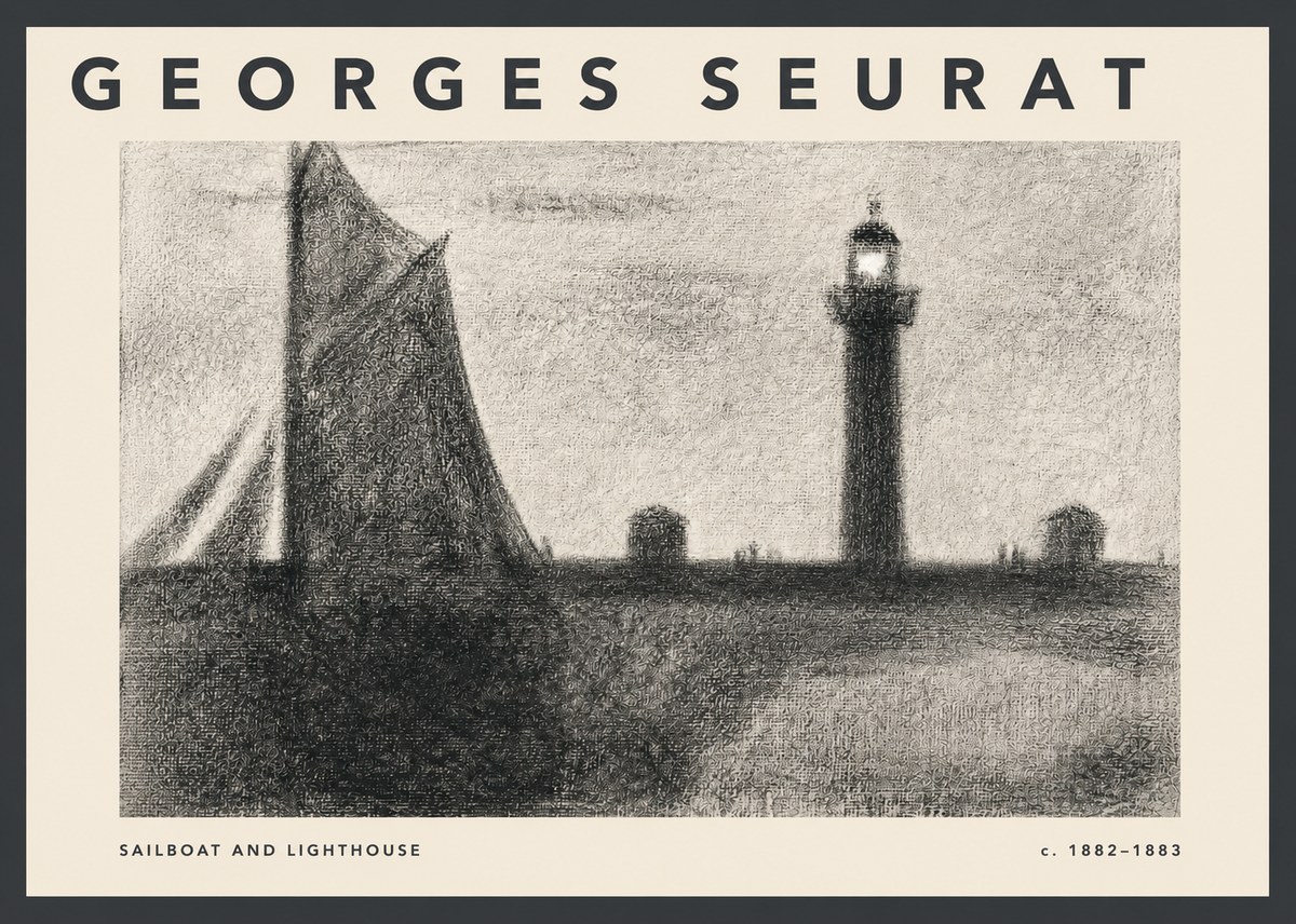 Seurat Sailboat and Lighthouse No2 - Juliste