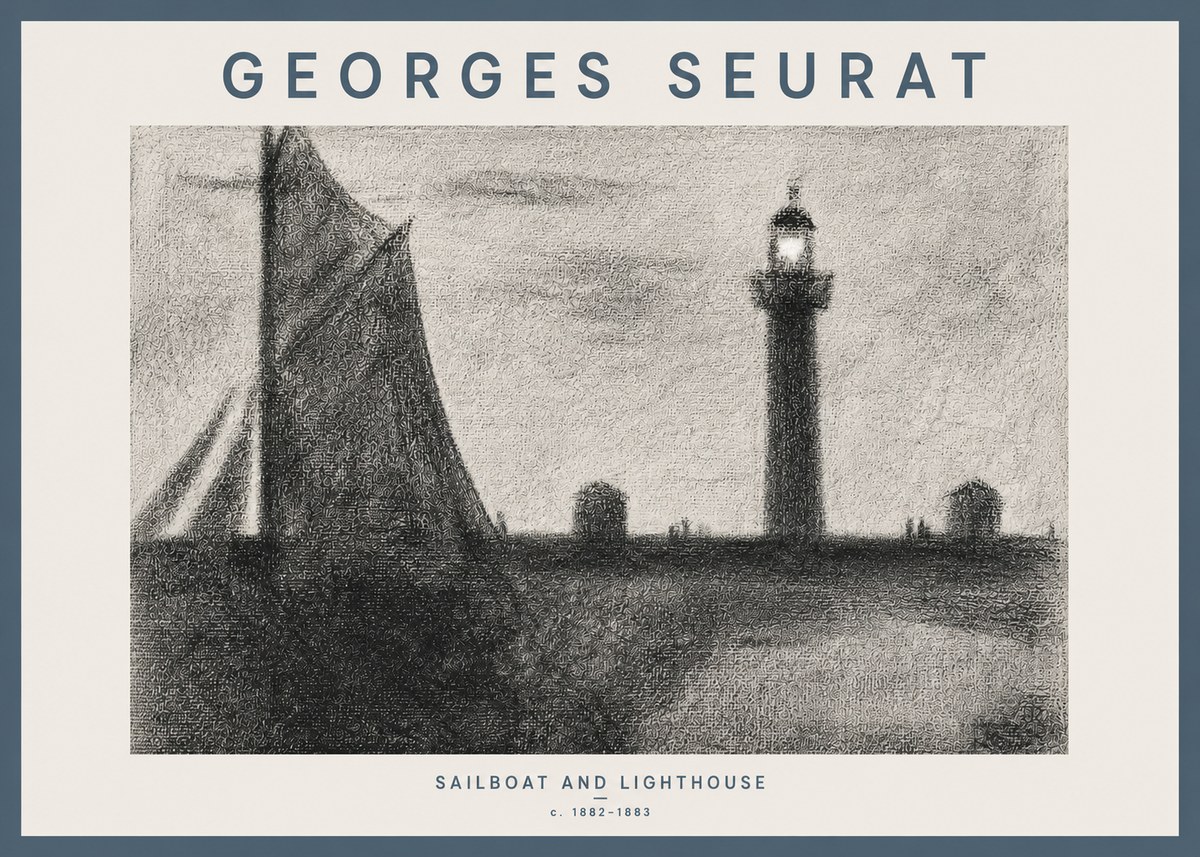 Seurat Sailboat and Lighthouse No4 - Juliste