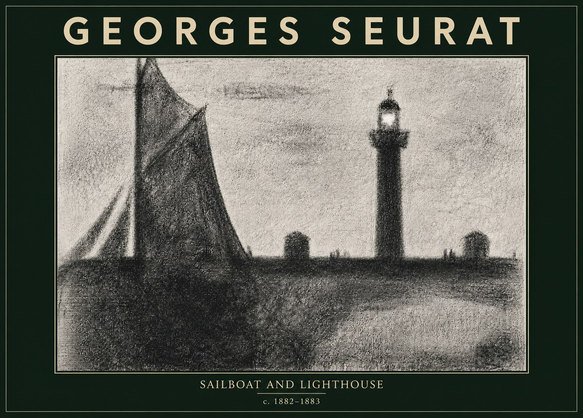 Seurat Sailboat and Lighthouse No5 - Juliste