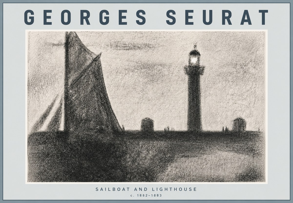 Seurat Sailboat and Lighthouse No6 - Juliste