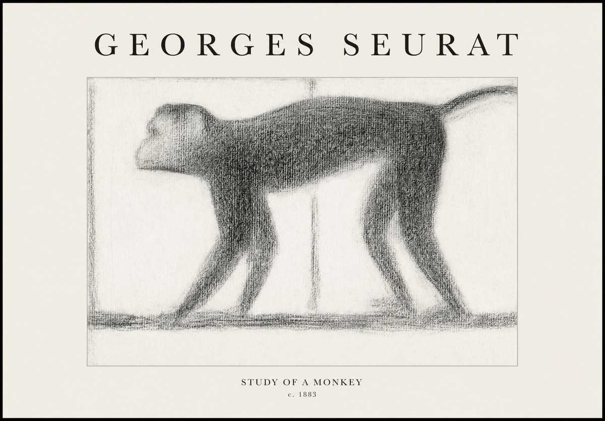 Seurat Study of a Monkey No1 - Juliste