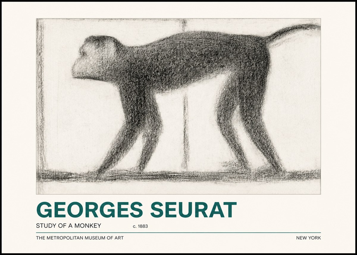 Seurat Study of a Monkey No2 - Juliste