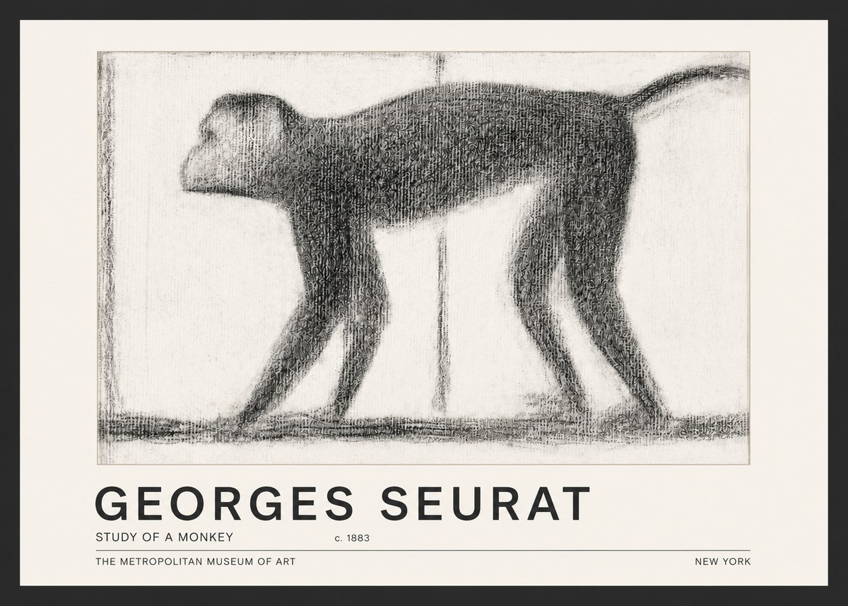Seurat Study of a Monkey No5 - Juliste