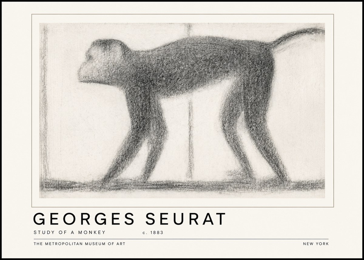 Seurat Study of a Monkey No6 - Juliste